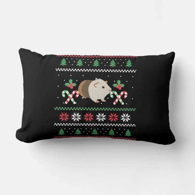 Cojín Lumbar Guinea pig Dad ugly Christmas (Anverso)