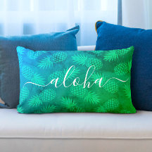 Guión Aloha patrón turquesa de piña verde