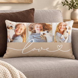 Cojín Lumbar Guión de corazón de amor beige 3 Foto