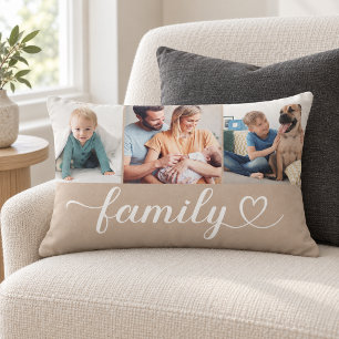 Cojín Lumbar Guión del corazón de la familia Tan 3 Colage de fo