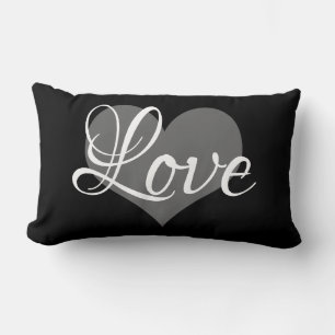 Cojín Lumbar Guión LOVE en negro y gris  