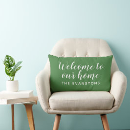 Cojín Lumbar Guión Verde Bienvenidos a Nuestro Hogar