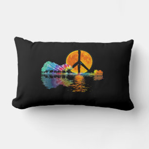 Cojín Lumbar Guitar Lake Shadow Peace Love Guitar Hippie