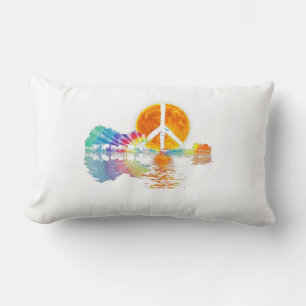 Cojín Lumbar Guitar Lake Shadow Peace Love Guitar Hippie