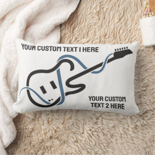 Cojín Lumbar Guitarra con estilo de texto personalizado