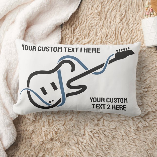Cojín Lumbar Guitarra con estilo de texto personalizado (Manta)