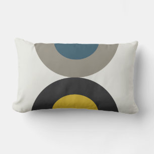 Cojín Lumbar Gunmetal amarillo azul moderno de medio siglo