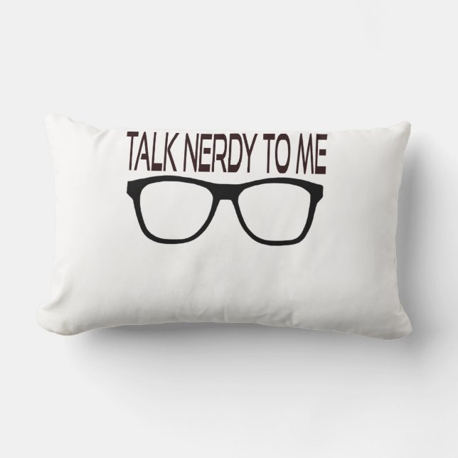Cojín Lumbar Hable Nerdy conmigo con Black Geek Glasses (Anverso)