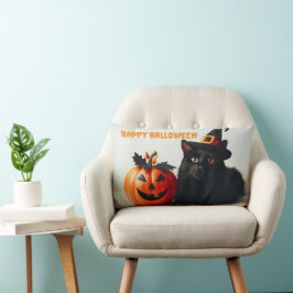 Cojín Lumbar Halloween Cat White
