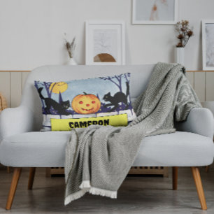 Cojín Lumbar Halloween de calabaza para gatos personalizables