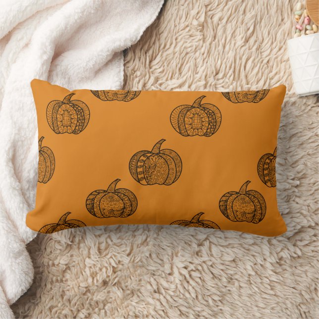 Cojín Lumbar Halloween doodles boho zentangles pumpkins Autumn (Manta)