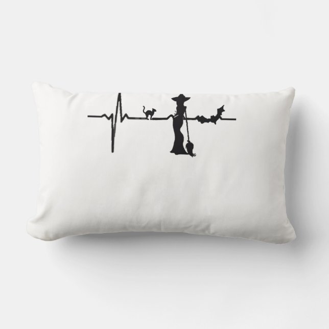 Cojín Lumbar Halloween Heart Beat Black Cat and Bat (Anverso)