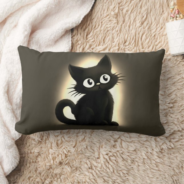 Cojín Lumbar Halloween moderno con gato negro (Manta)