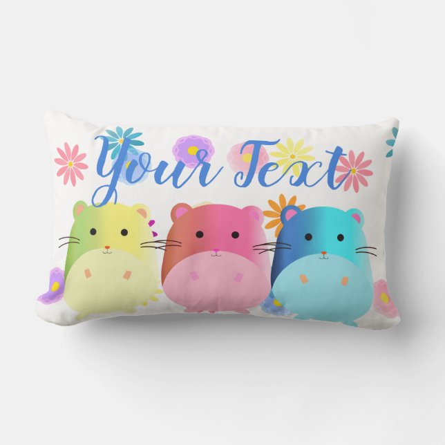 Cojín Lumbar Hámsteres lindos triples de Kawaii de encargo (Anverso)