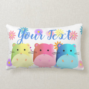 Cojín Lumbar Hámsteres lindos triples de Kawaii de encargo