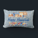 Cojín Lumbar Hanukkah Chanukah Menorah Patrón de color azul<br><div class="desc">Este diseño fue creado a través del arte digital. Se puede personalizar haciendo clic en el botón personalizar y cambiando el color, agregando un nombre, iniciales o tus palabras favoritas. Contáctame en colorflowcreations@gmail.com si quieres tener este diseño en otro producto. Compra mi pintura de acrílico abstracta original a la venta...</div>