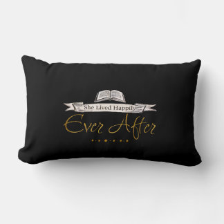 Cojín Lumbar Happily Ever After Quote Vintage Story Book Black