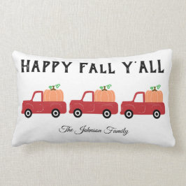Cojín Lumbar Happy Fall Y'all Red Truck Calabaza Lumbar Pillow