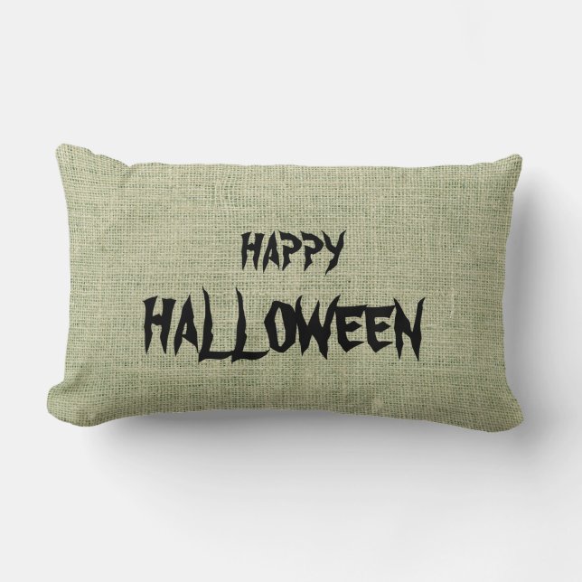 Cojín Lumbar Happy Halloween Burlap Th (Anverso)