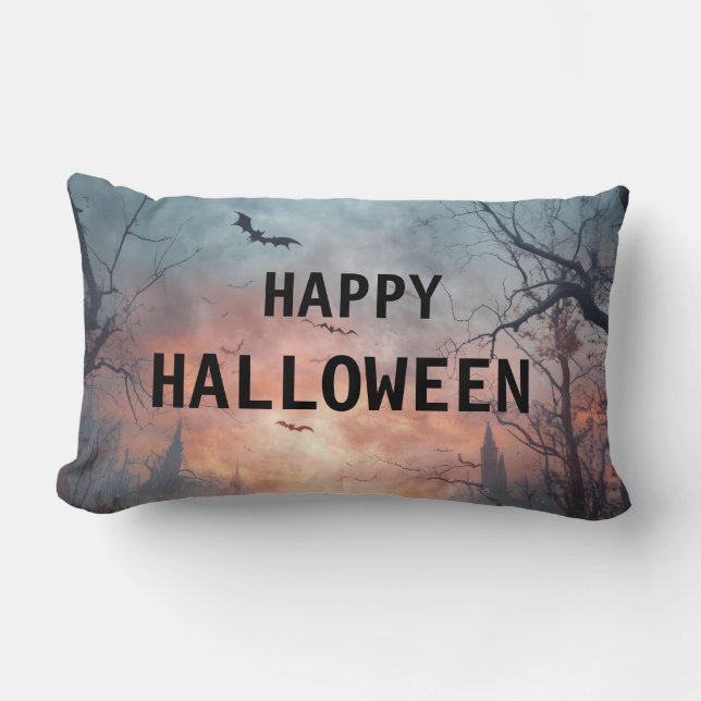 Cojín Lumbar Happy Halloween Burlap Th (Anverso)