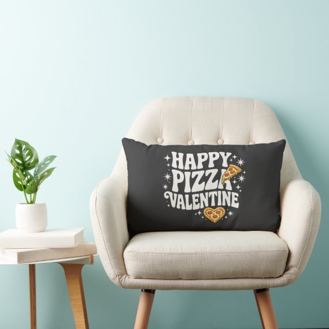 Cojín Lumbar Happy Pizza Valentine Funny Pizza Love Design (Silla)