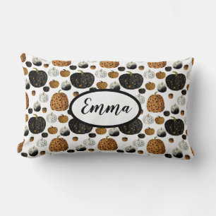 Cojín Lumbar Happy polka dots pumpkin thanksgiving