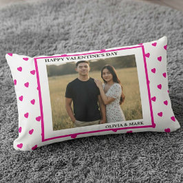 Cojín Lumbar Happy Valentine’s Day  Pink Heart Custom love