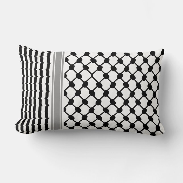 Cojín Lumbar Hatta Keffiyeh Kufiya Folk Palestino (Patrón 2) (Anverso)