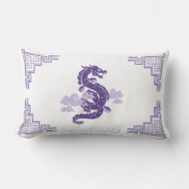 Cojín Lumbar Heather Purple Chinoiserie Dragon y Nubes