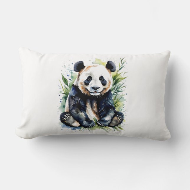 Cojín Lumbar Hermosa acuarela Panda Bear (Anverso)
