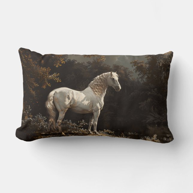 Cojín Lumbar Hermosa cosecha de aceite de caballo blanco (Anverso)
