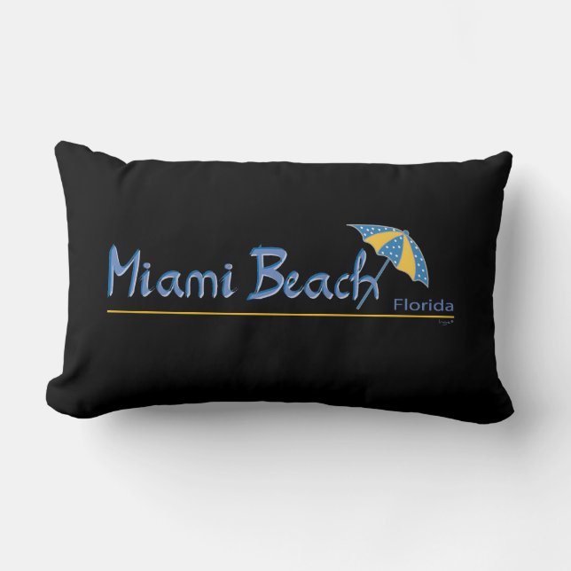 Cojín Lumbar Hermosa Miami Florida con paraguas (Anverso)