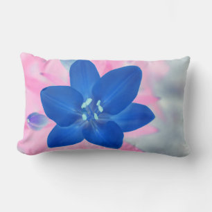 Cojín Lumbar Hermosa Neon Blue Lily Flor Pillow Cushion