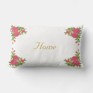 Cojín Lumbar Hermosas flores de peonía sobre blanco