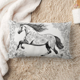 Cojín Lumbar Hermosas flores y colores de caballo propios