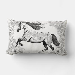 Cojín Lumbar Hermosas flores y colores de caballo propios