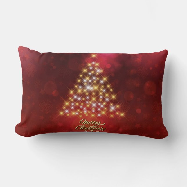 Cojín Lumbar Hermoso árbol de Navidad (Anverso)