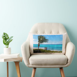 Cojín Lumbar Hermoso árbol de palma ventoso de playa tropical h