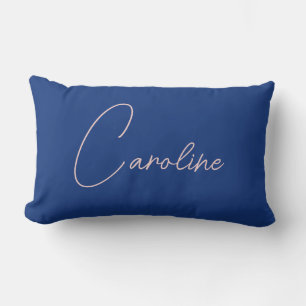 Cojín Lumbar Hermoso Azul Marino Personalizado Nombre en Letra 