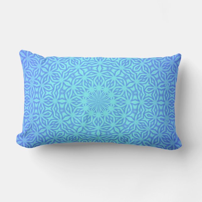 Cojín Lumbar Hermoso Blues Elegante Patrón Kaleidoscopio Azul (Anverso)