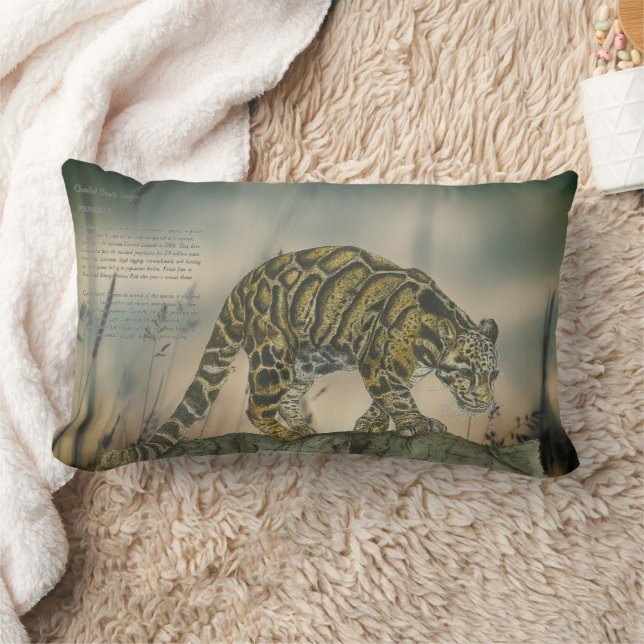 Cojín Lumbar Hermoso leopardo nublado en peligro de extinción (Manta)