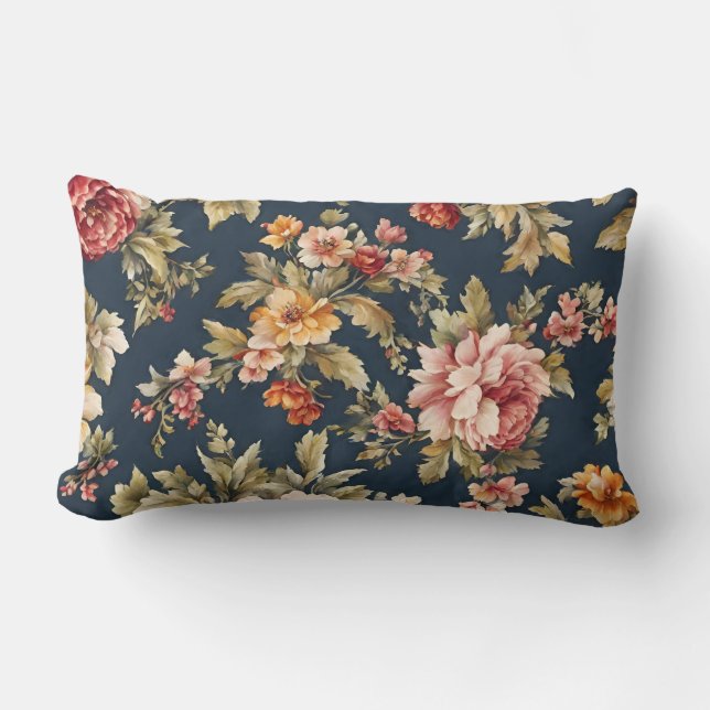 Cojín Lumbar Hermoso patrón floral italiano (Anverso)