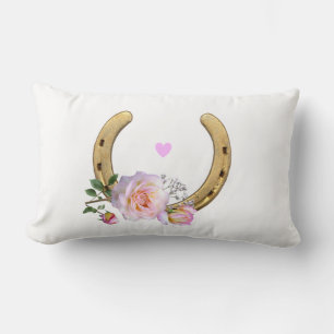 Cojín Lumbar Herradura y flores sobre blanco