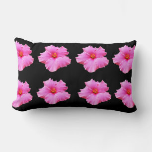 Cojín Lumbar Hibiscus Rosado Flores En El Cushion Negro Y Lumba