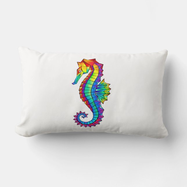 Cojín Lumbar Hipoahoría marino poligonal arcoiris (Anverso)