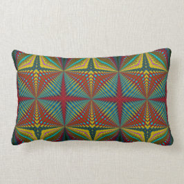 Cojín Lumbar Hippie Rojo Azul Amarillo Amarillo Verde Trippy Ea