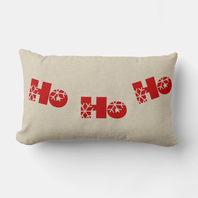Cojín Lumbar Ho Ho Ho Navidades Lumbar Burlap Pillow (Anverso)
