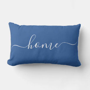 Cojín Lumbar Hogar Azul Marino Cita Caligrafía Minimalista Simp