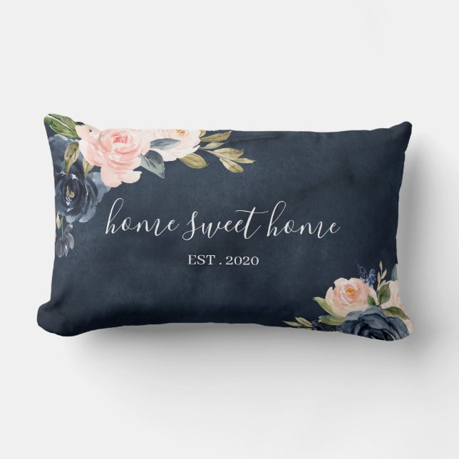 Cojín Lumbar Hogar Dulce Hogar Floral Acuarela Pillow (Anverso)