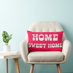 Cojín Lumbar Hogar dulce - Típografía divertida en rojo